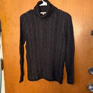 eight eight eight Black Cable-Knit Turtleneck Sweater